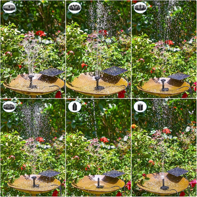 AISITIN Solar Water Pump for Water Feature Outdoor, DIY Solar Fountain Kit with 6 Nozzles and 9.8ft Power Cord, Solar Powered Water Fountain Pump for Bird Bath, Ponds, Garden, Fish Tank, 2 Packs - Image 4